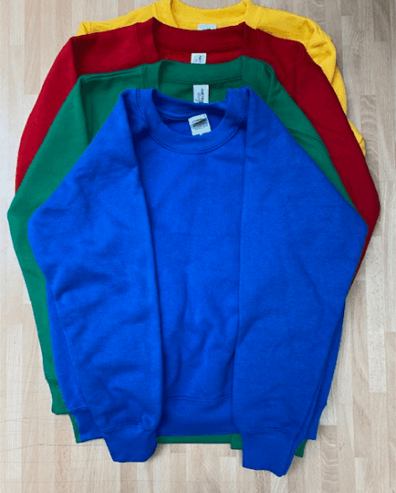 Coloured PE Sweatshirts with House name